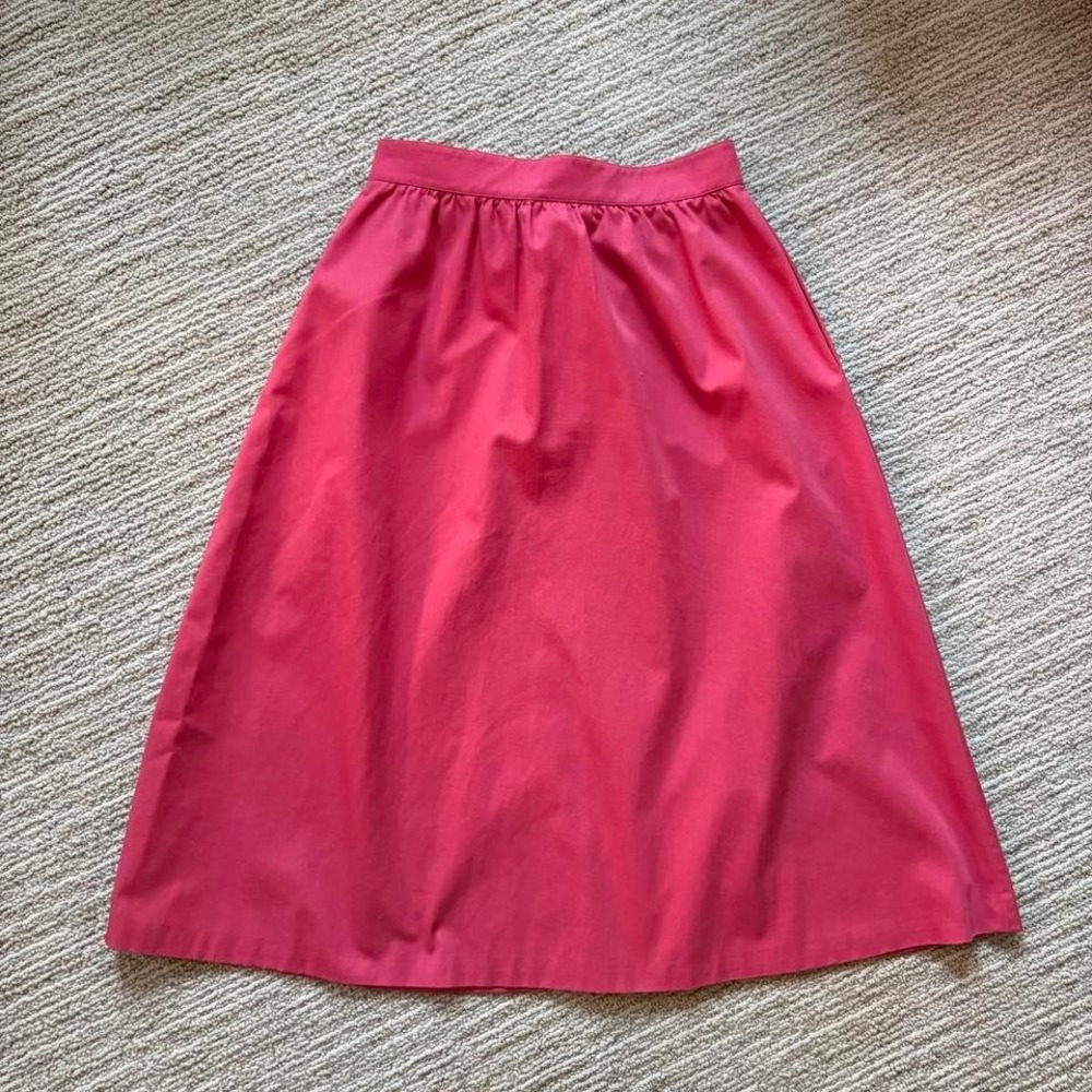 Prophecy Midi Skirt 70s 80s‎ Pink Vintage A-Line Women M Preppy Retro Spring - Picture 6 of 8